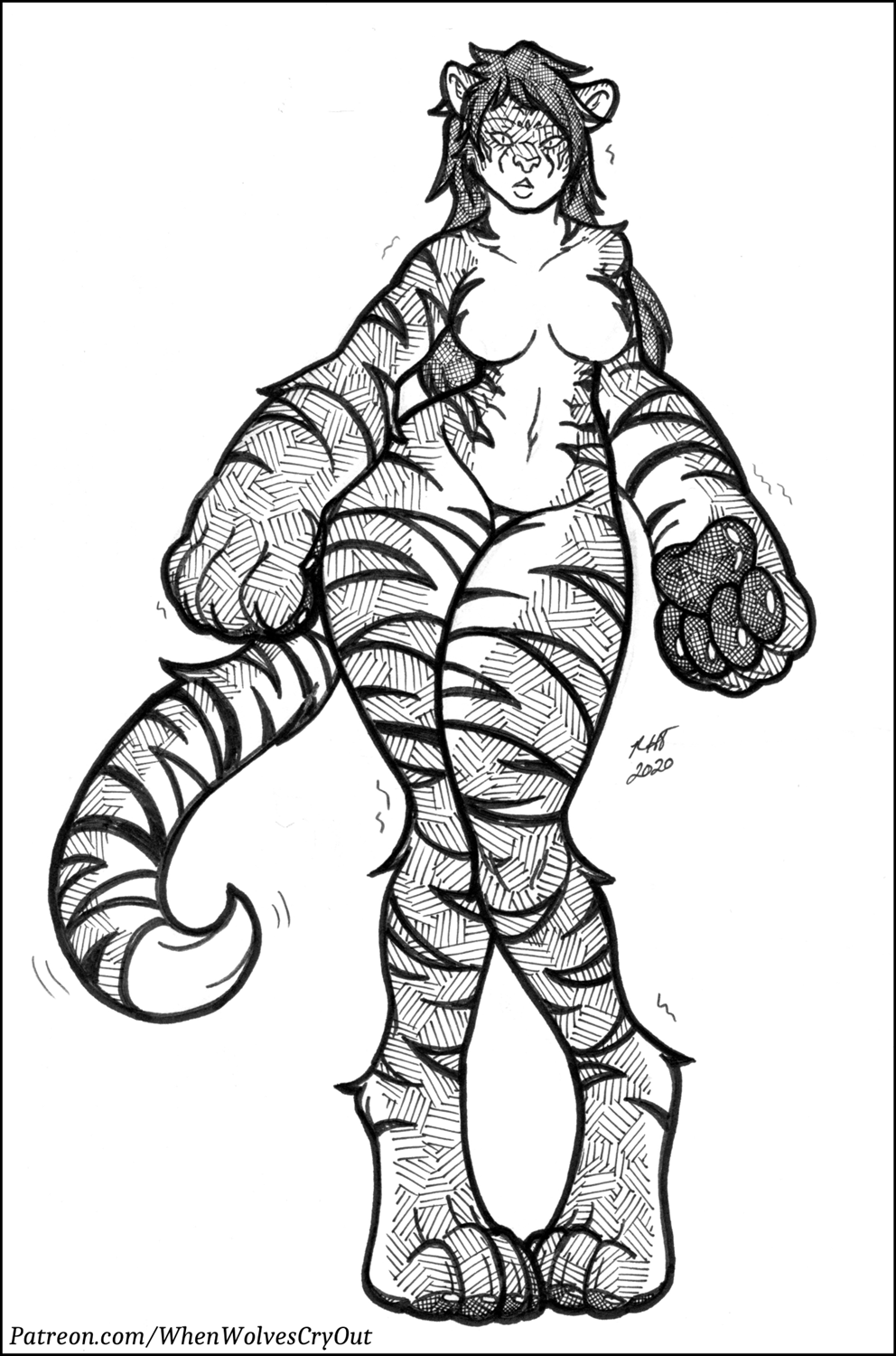 Tigress Crosshatching by WhenWolvesCryOut