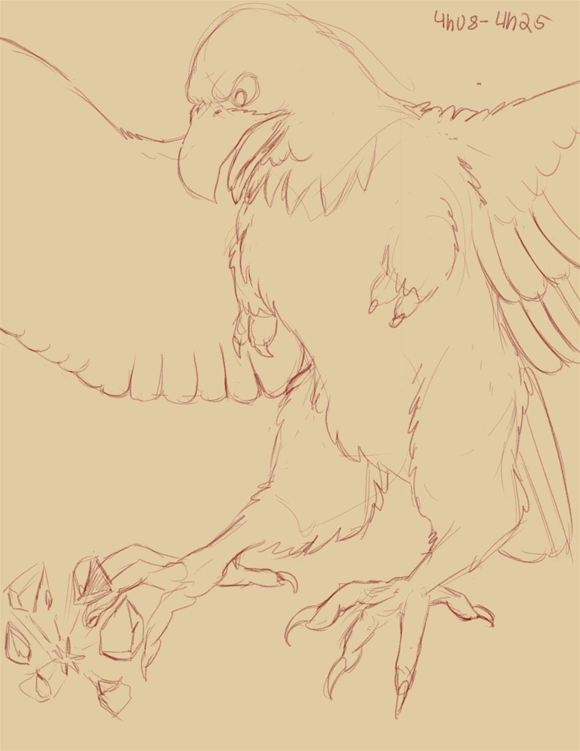 Commission: Feral Eagle to Anthro by Fringedog