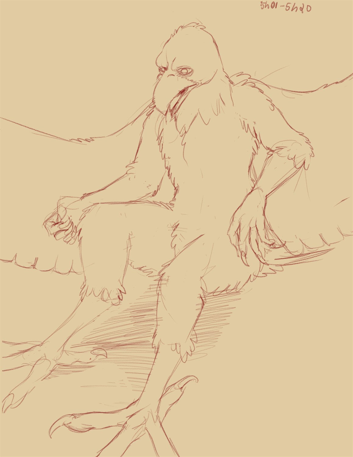 Commission: Feral Eagle to Anthro by Fringedog