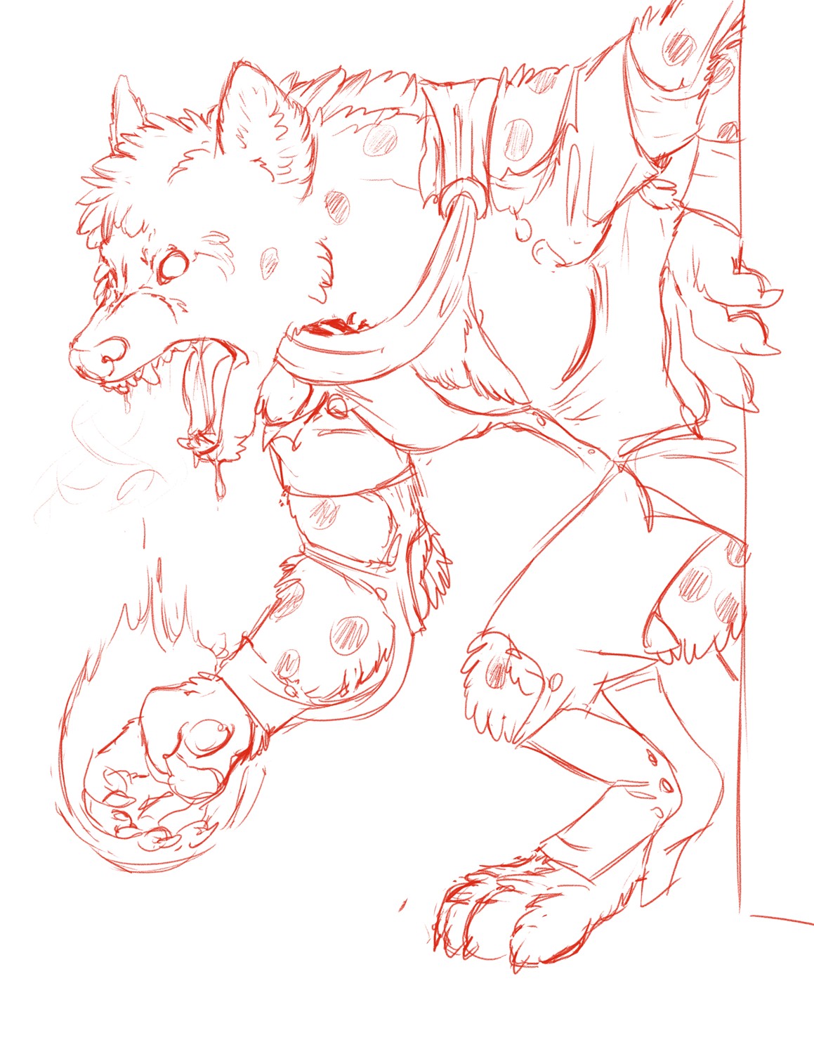 [Commission]-Werehyena by Fringedog
