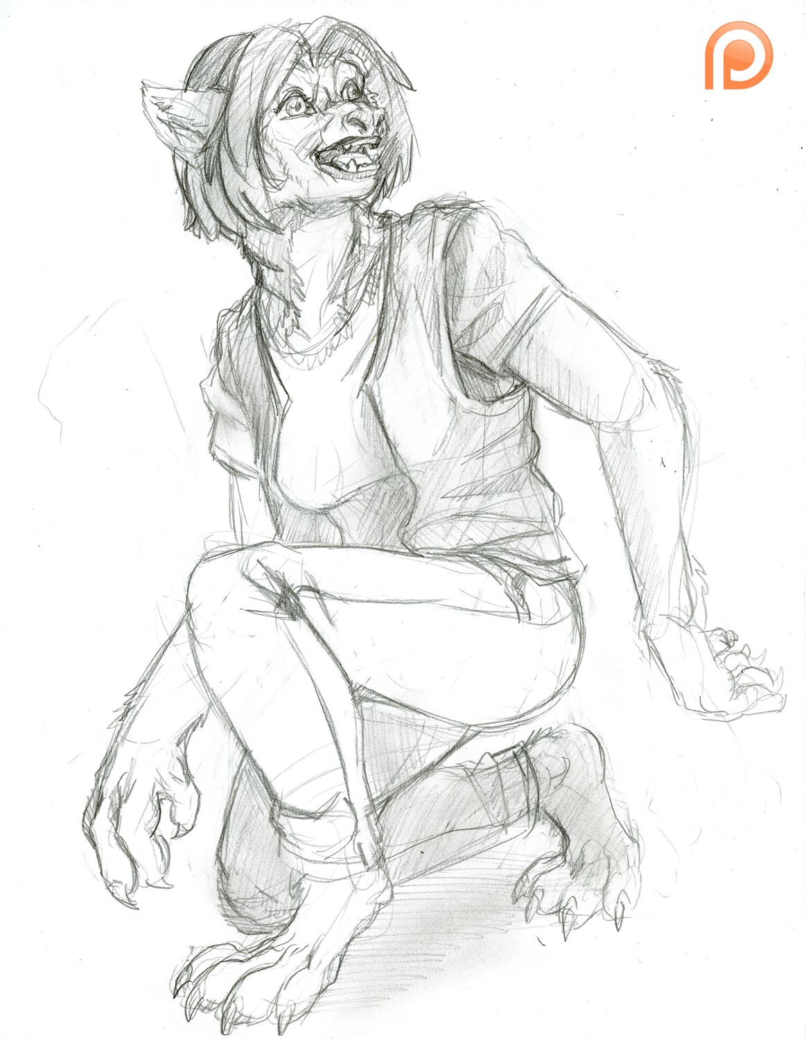 Patreon-Werewolf Mid-TF by Fringedog