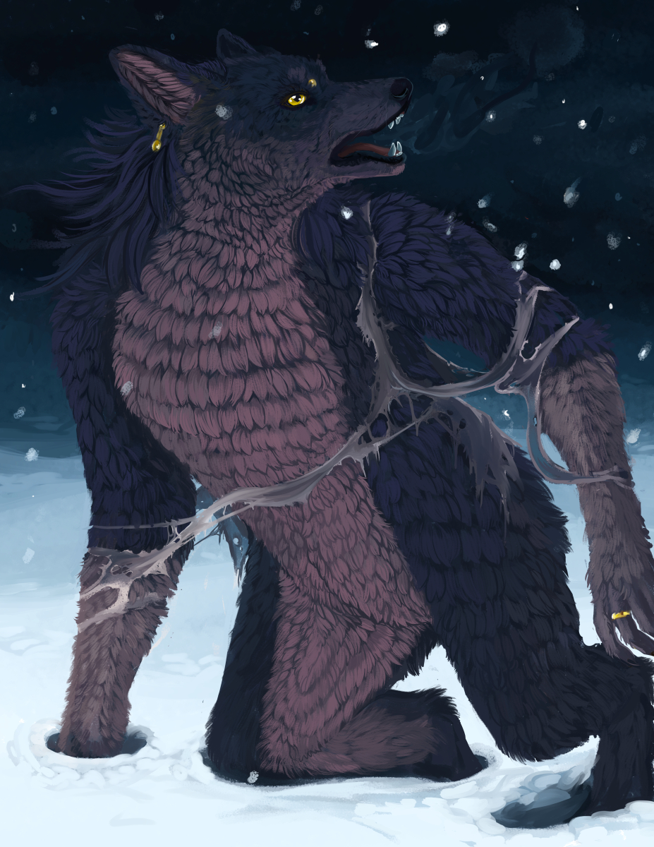 [PatreonPainting]-Werewolf in Winter by Fringedog