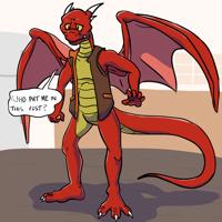 Anthro Dragon TF by Trevor_Fox