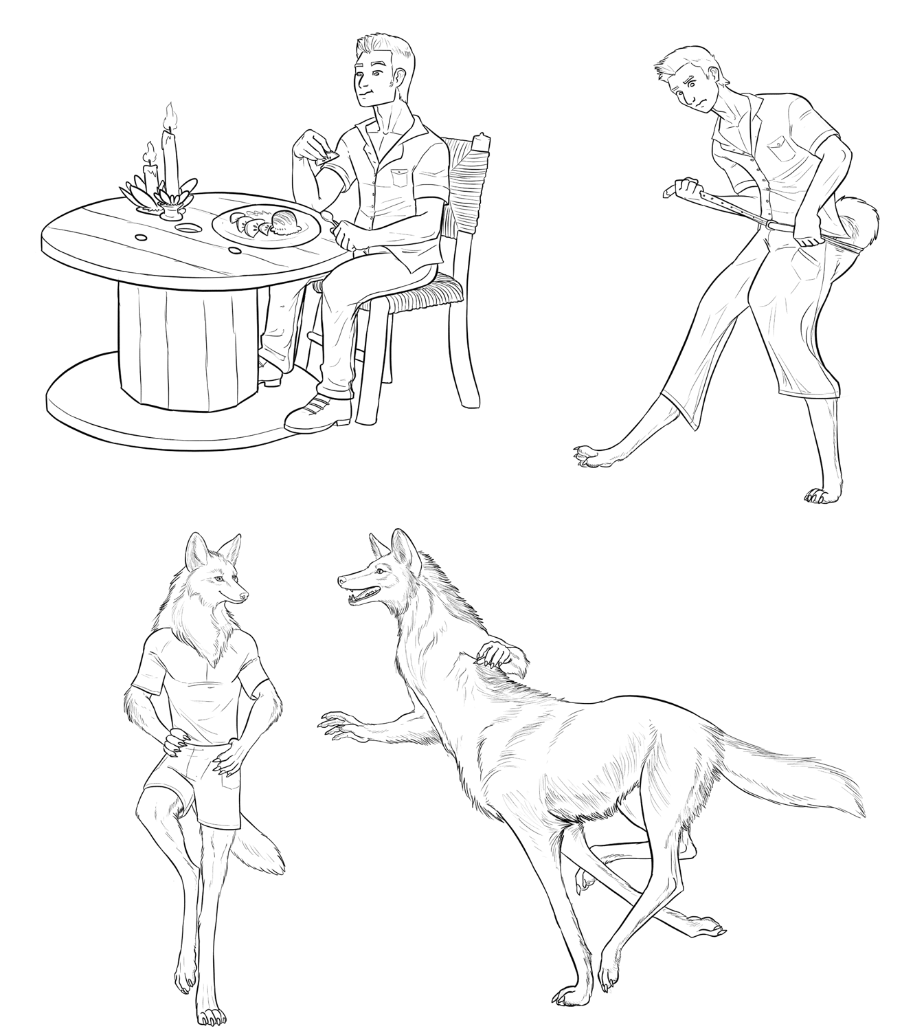Maned wolf taur + anthro + satyr TF by Lakhanto