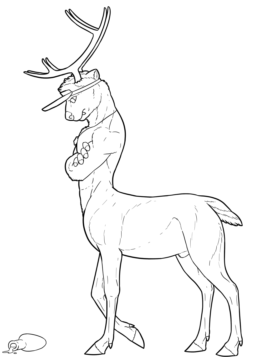 Otter deertaur lineart comm by Lakhanto