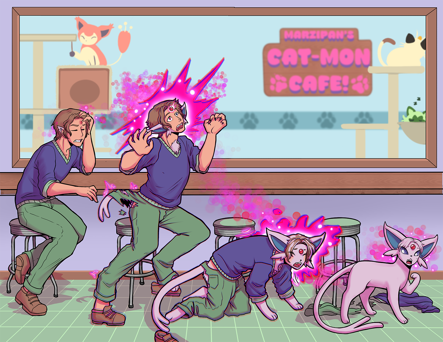 August2025 Patron Poll Sequence: Psychic Cat-Cafe by Mxmaramoose