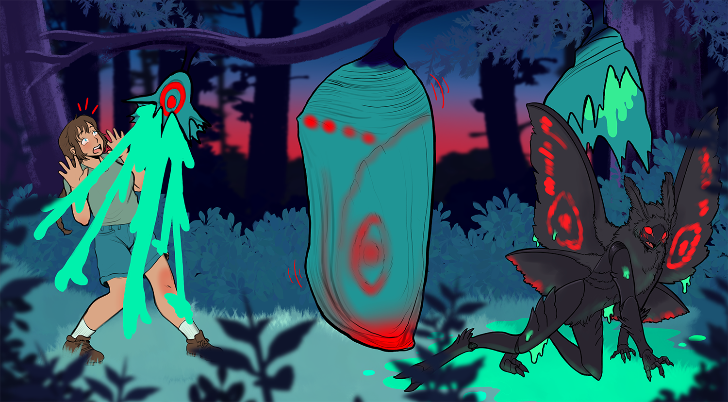 July2025 Patron Poll Sequence: Midsummer MothMan by Mxmaramoose