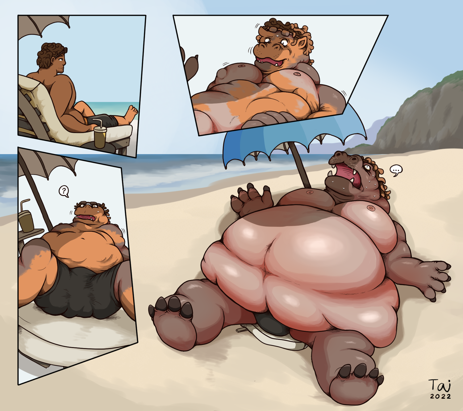 Sunbathing Hippo by Taitora