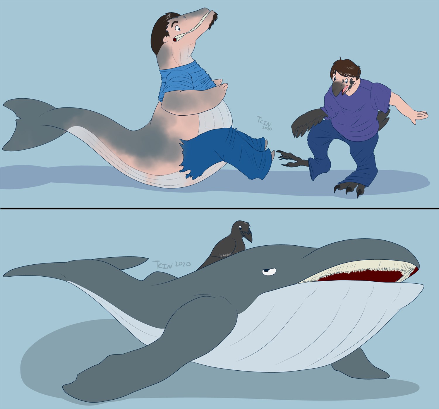 Big Whale, Small Raven (Commission for Xello2203) by THE COAST IS NEAR